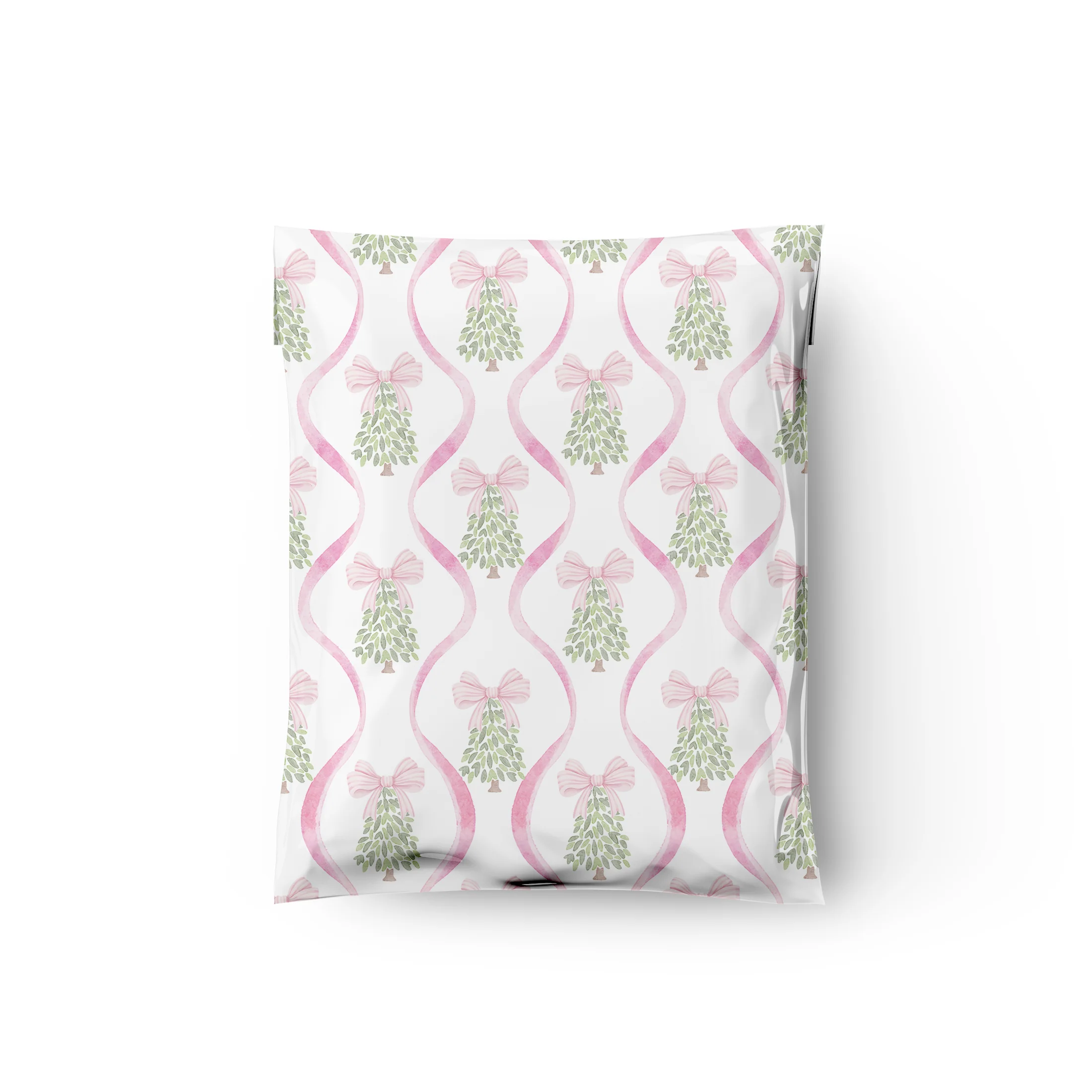 packed_088adb2c-93c5-45e0-8bcb-2916f08ff086 Christmas Trees and Bows Poly Mailers - Image 1