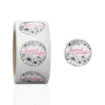 Black and White Floral Thank You Stickers